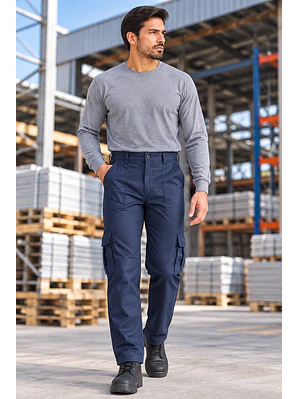 Pantalón Cargo en Dril Azul Ref. 140510