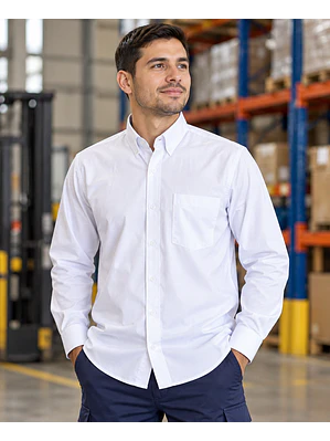 Camisa Oxford Manga Larga Caballero Blanca Ref. 130311