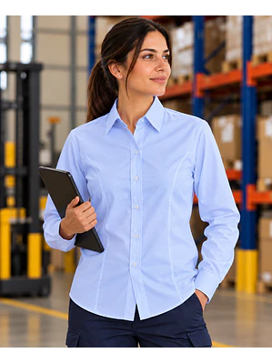 Camisa Oxford Dama Manga Larga Azul Celeste Ref. 130320