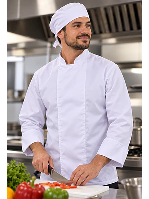 Camisa Tipo Chef Gabardina Blanca Ref. 130610