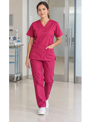 Uniforme Antifluido Cuello V Color Cereza Ref. 170250