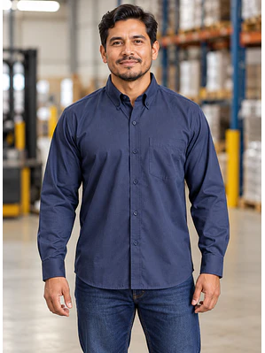 Camisa de cuello dril azul oscuro Ref. 130410