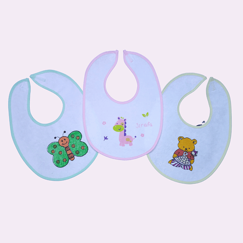Pack de 3 baberos con velcro