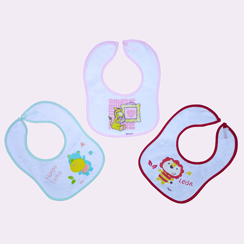 Pack de 3 baberos chicos con velcro