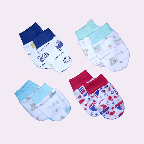 Pack  de 4 mitones de algodón