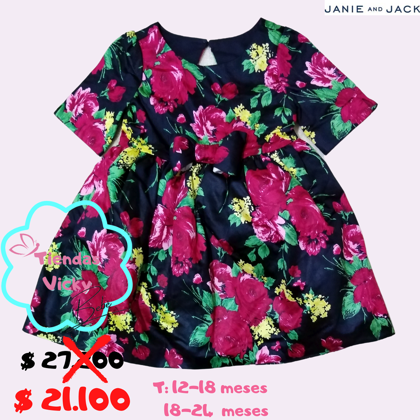 Vestido de flores con fondo negro 1
