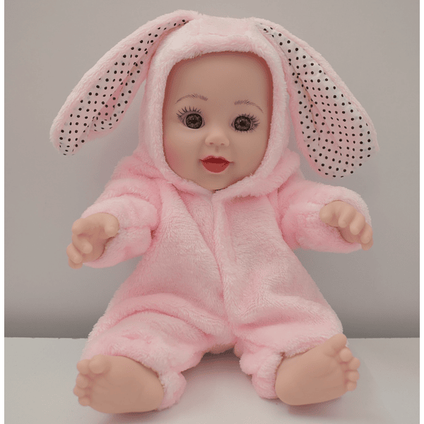 Muñeca con vestido conejo rosa 