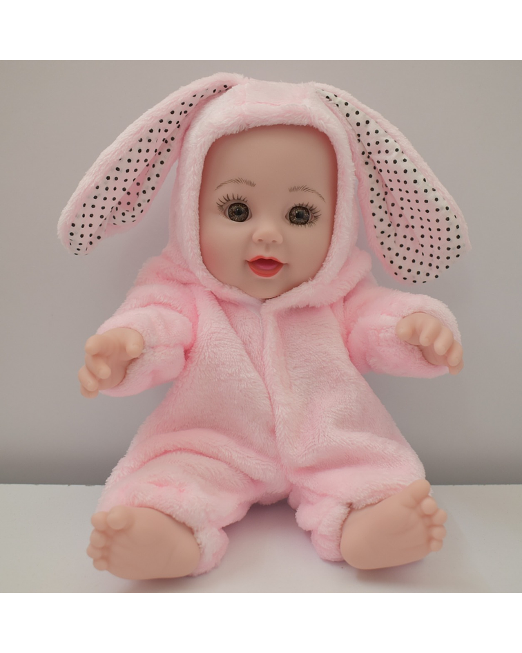 Muñeca con vestido conejo rosa 