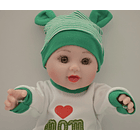 Muñeco bebe gorro verde o negro rayas  1