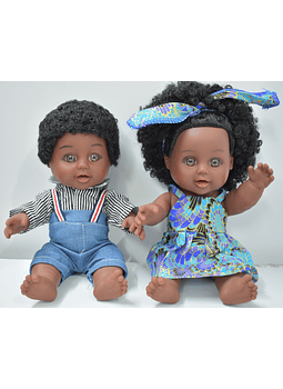 Parejita bebés muñecos afro