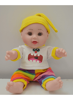 Muñeco bebé con gorro amarillo 