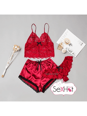 Pijama encaje y Satín 