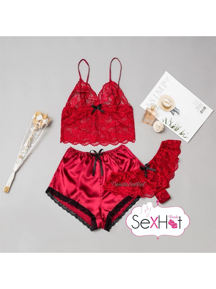 Pijama encaje y Satín  1