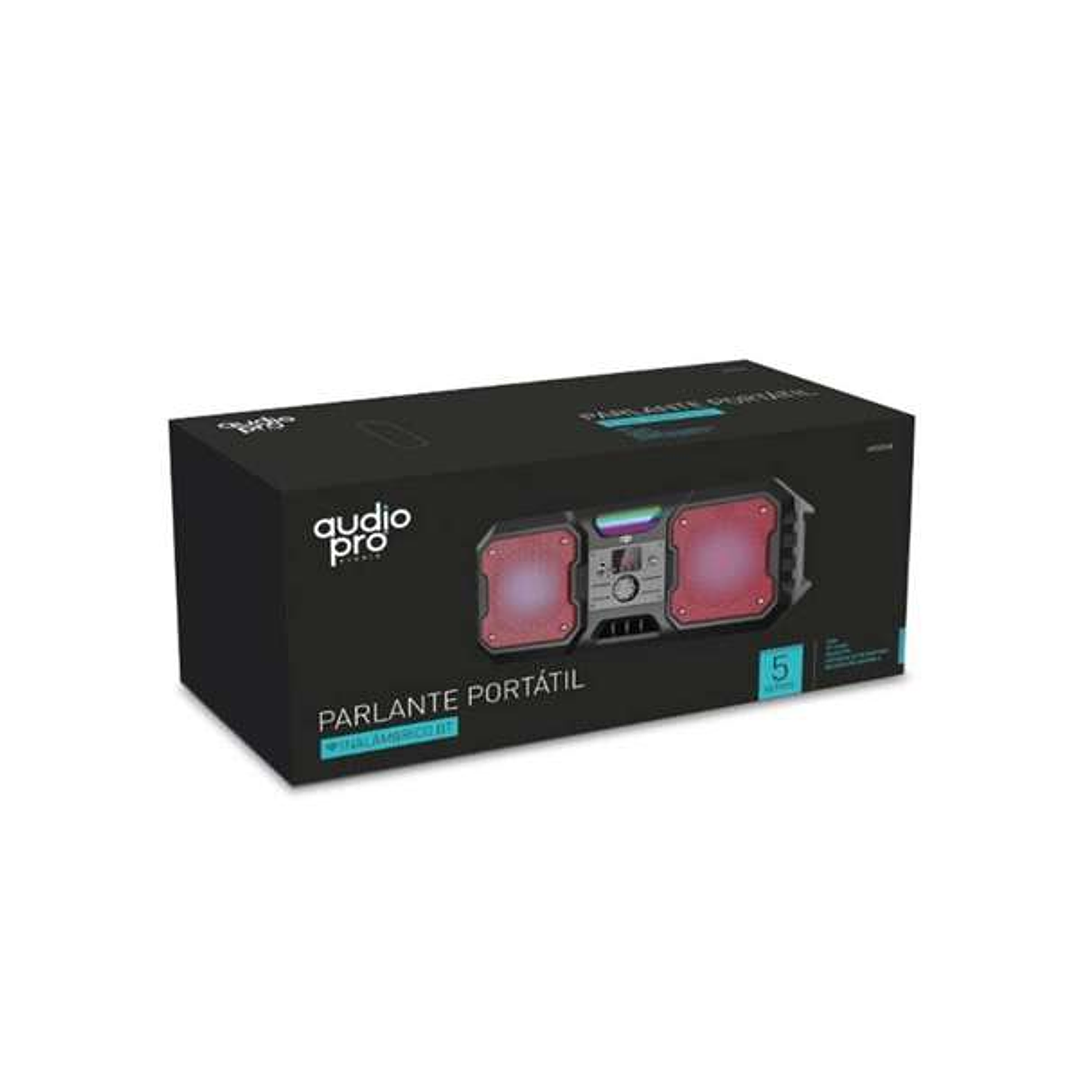 PARLANTE AUDIOPRO PORTATIL BT CON ENTRADA PARA MICROFONO/SD/USB/ RADIO FM. RED 2