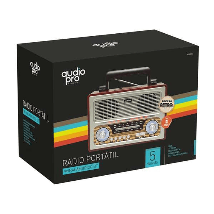 RADIO AUDIOPRO RETRO PORTATIL BT/ FM/USB/SD/ENTRADA AUX 3.5/ RECARGABLE. 3
