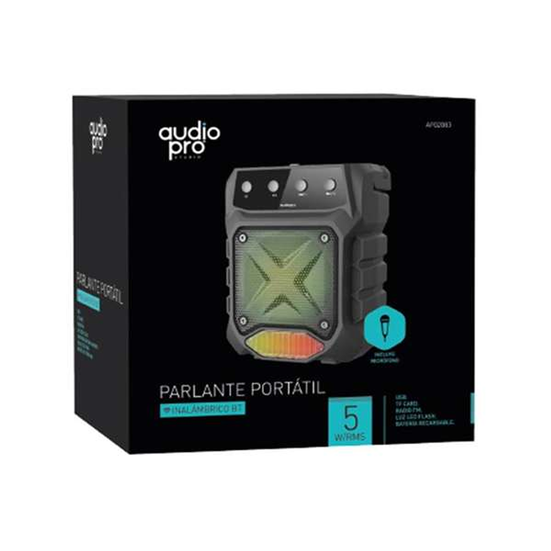 PARLANTE AUDIOPRO PORTATIL BT CON USB/SD/BATERIA RECARGABLE. BLACK 1