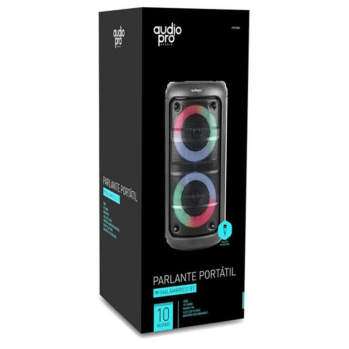 PARLANTE AUDIOPRO PORTATIL BT CON FUNCION DE KARAOKE/RGB/USB/SD/BATERIA RECARGABLE. BLACK 1