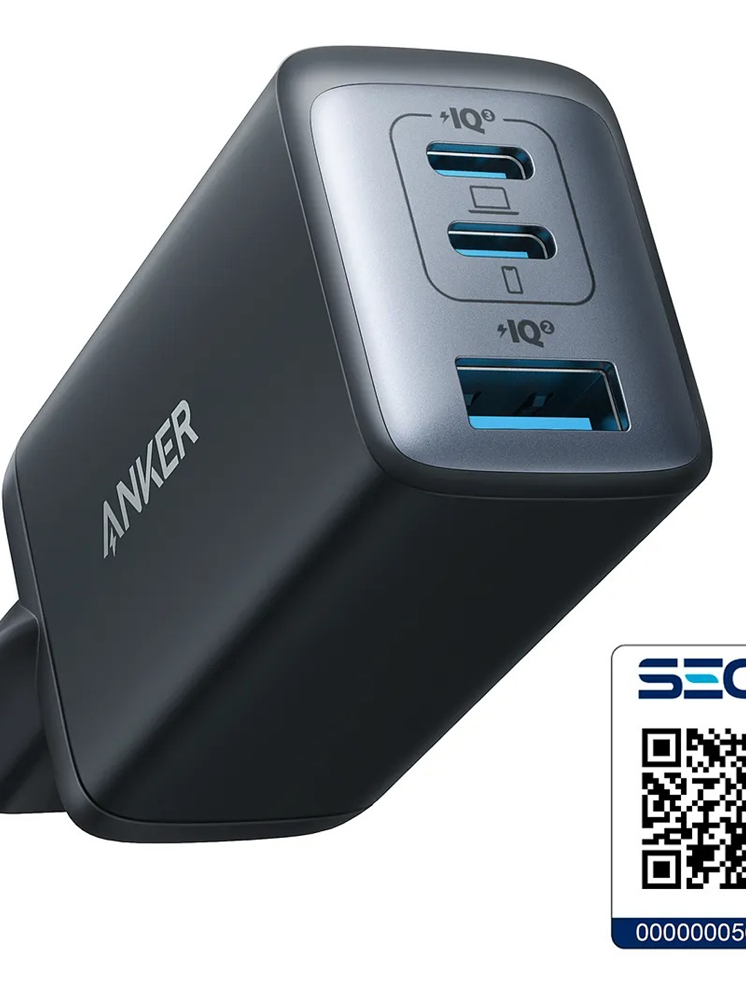 Cargador Anker GaN 65W – 3 Puertos USB-C | Potencia para Notebook y Smartphone 3