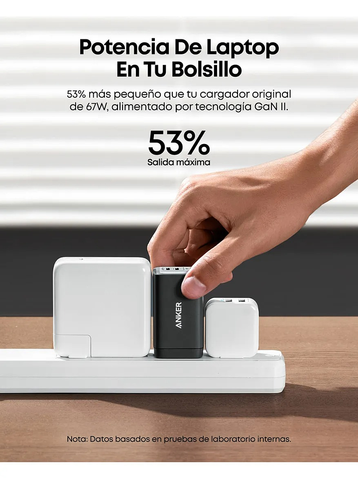 Cargador Anker GaN 65W – 3 Puertos USB-C | Potencia para Notebook y Smartphone 9