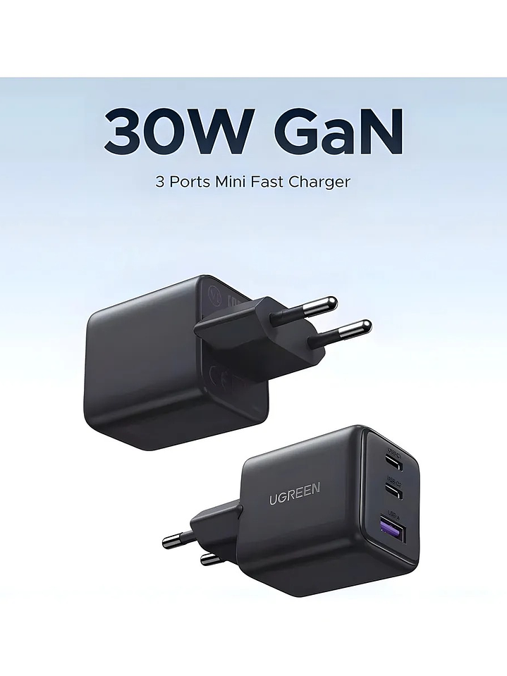 Cargador Ugreen GaN 30W USB-C | Carga Rápida Power Delivery 8
