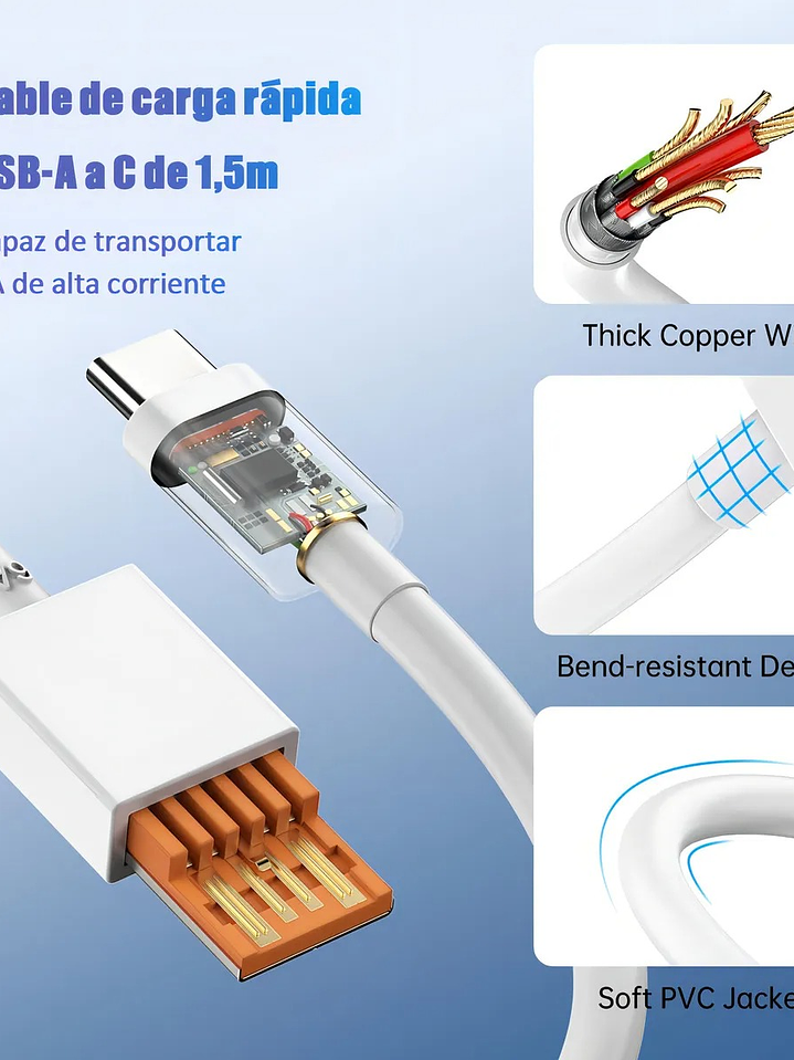 Cargador Xiaomi 120W USB-C Super Carga Rápida + Cable 6A 5