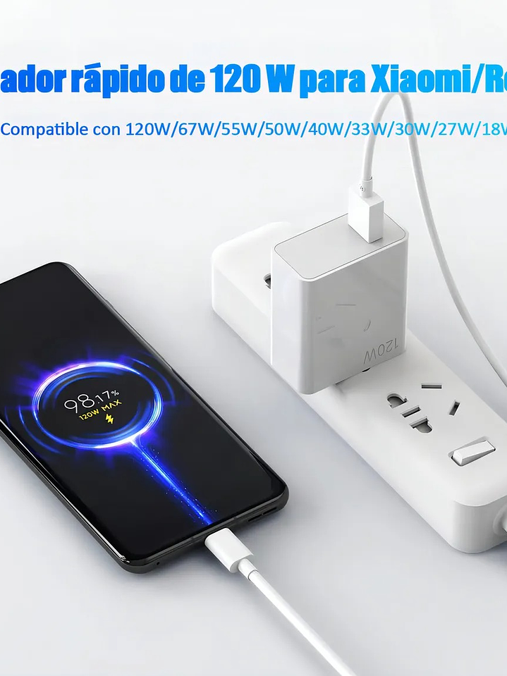 Cargador Xiaomi 120W USB-C Super Carga Rápida + Cable 6A 2