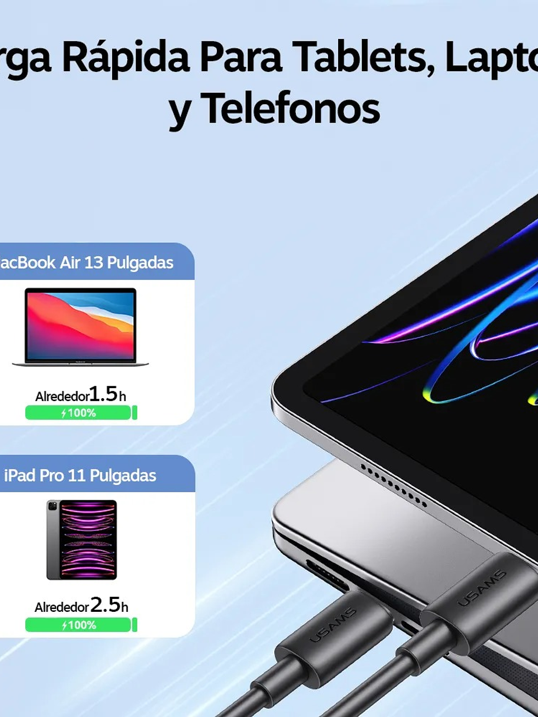 Cable Usams USB-C | Datos y Carga 4