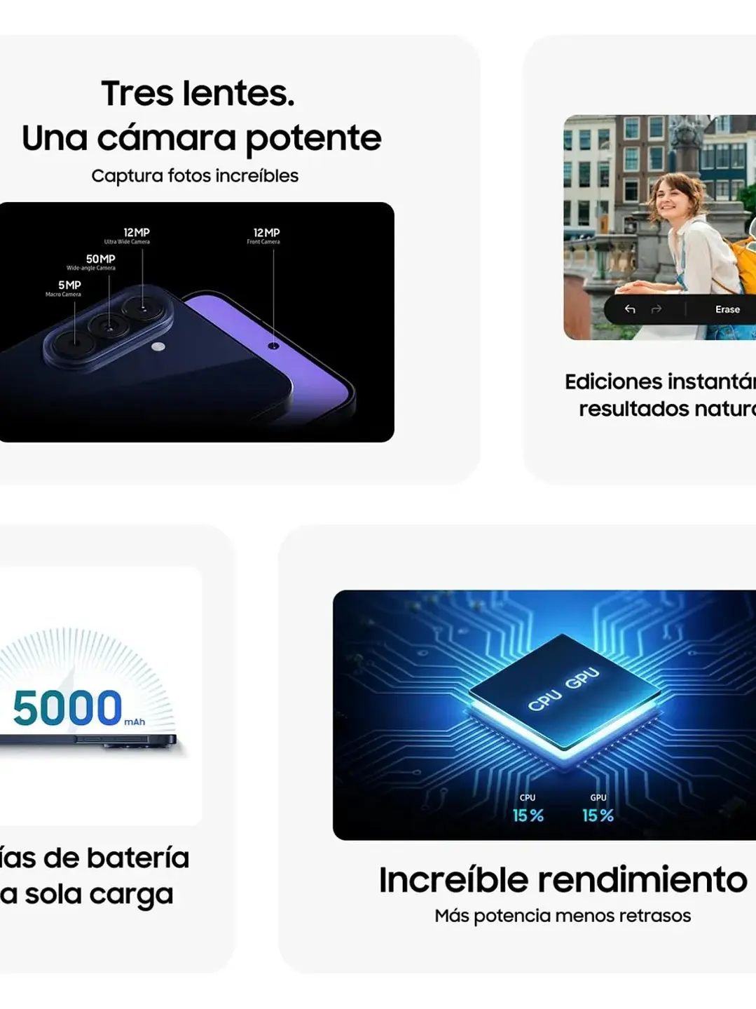 Samsung Galaxy A57 128GB Azul 5G | Pantalla 6.6” FHD+ | Cámara 50MP | Smartphone Liberado 6