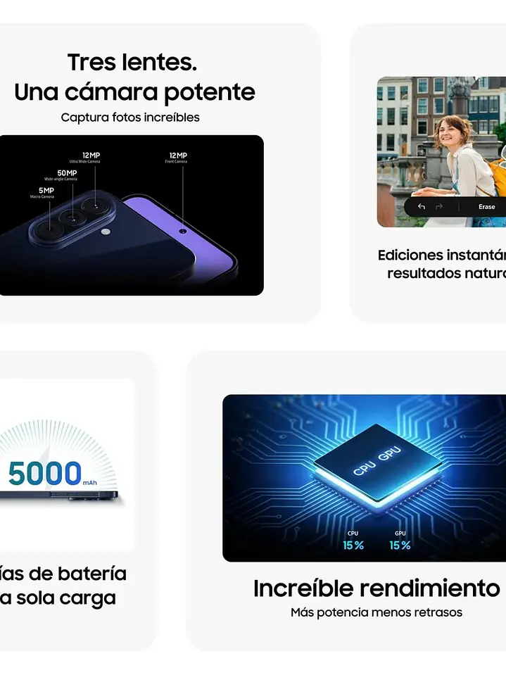 Samsung Galaxy A57 128GB Azul 5G | Pantalla 6.6” FHD+ | Cámara 50MP | Smartphone Liberado 6