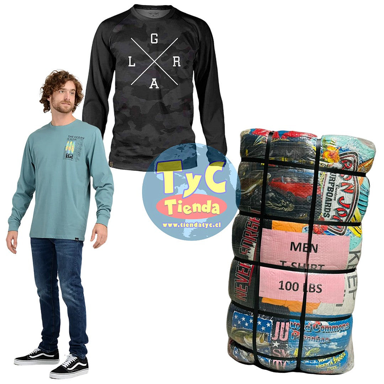 Fardo poleras Hombre Manga Larga 45kg Premium 2