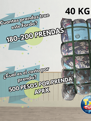 Fardo uniformes clinicos Primera Segunda 40kg