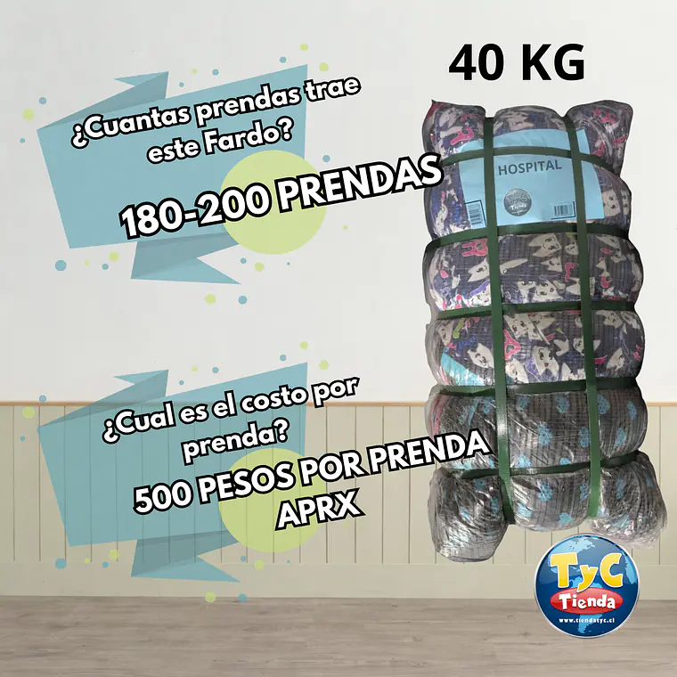 Fardo uniformes clinicos Primera Segunda 40kg 2