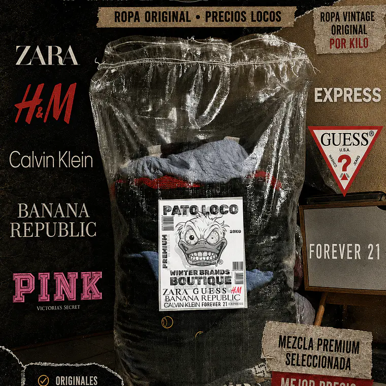 Fardo ZARA CALVIN KLEIN GUESS Marcas Boutique Invierno Premium 20KG 2