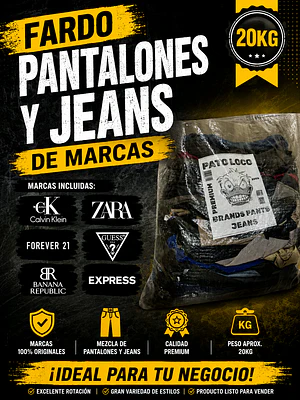 Fardo Pantalones Y Jeans Marcas 20kg Premium