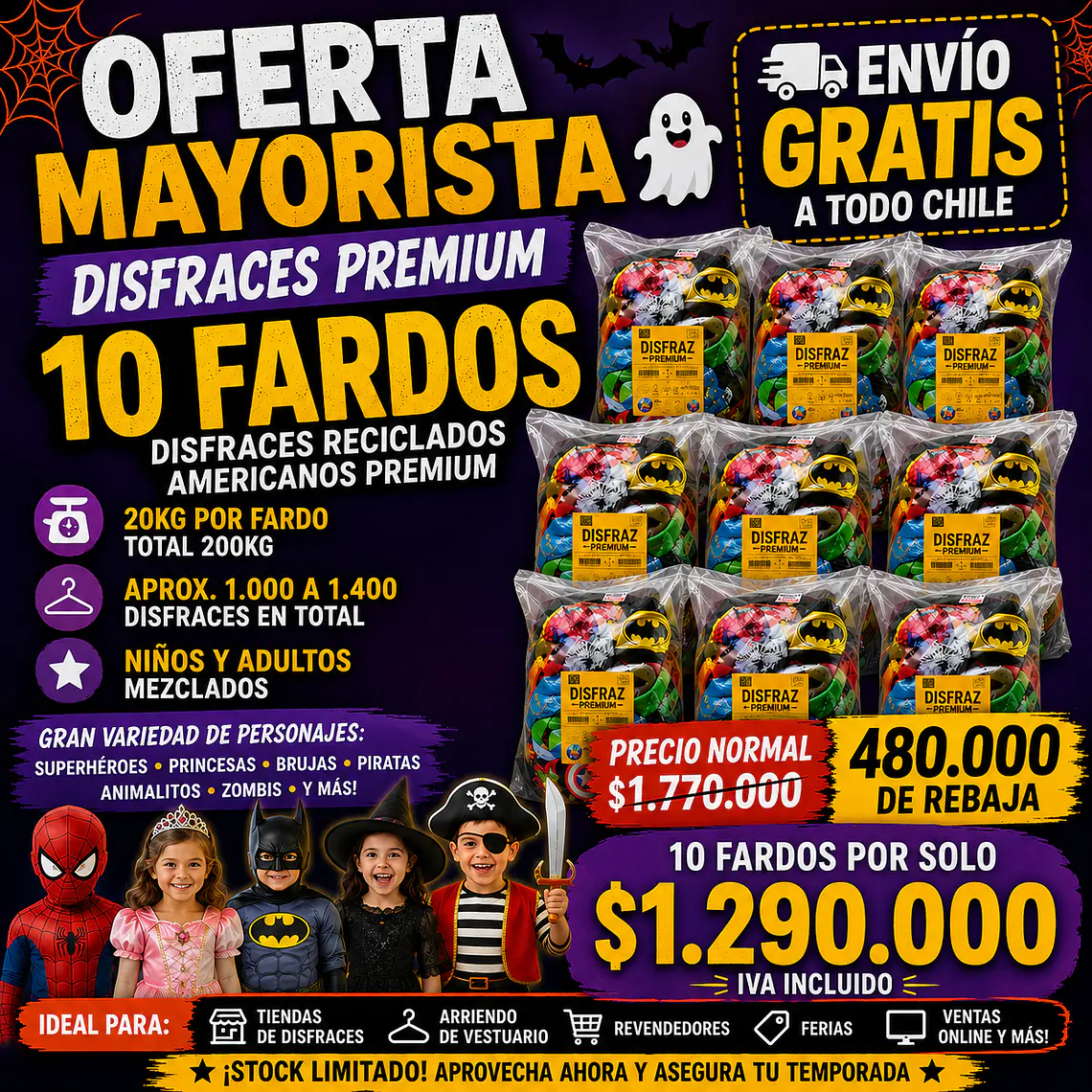 COMBO 10 FARDOS DISFRACES CON DESCUENTO LOCURA 1
