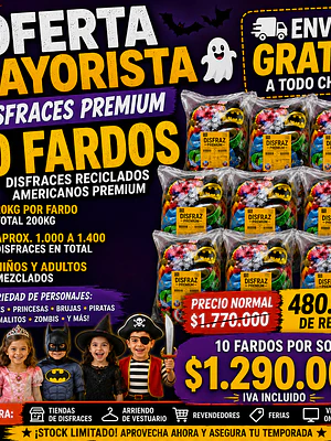 COMBO 10 FARDOS DISFRACES CON DESCUENTO LOCURA