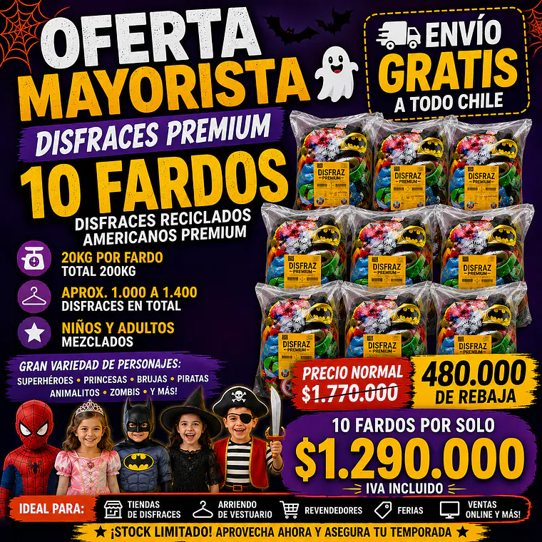 COMBO 10 FARDOS DISFRACES CON DESCUENTO LOCURA 1