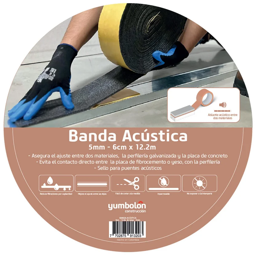 Banda Acústica 5mm 6cm Ancho x 12.2 m-largo 3
