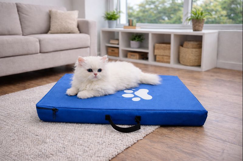 Colchoneta Para Mascota Pequeña Azul 60cm x 39cm X 5cm 3