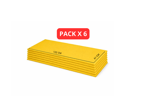 Lámina de Espuma Acústica Amarilla 20mm, 122cm x 61cm (4.47m²) Pack x 6 Unidades