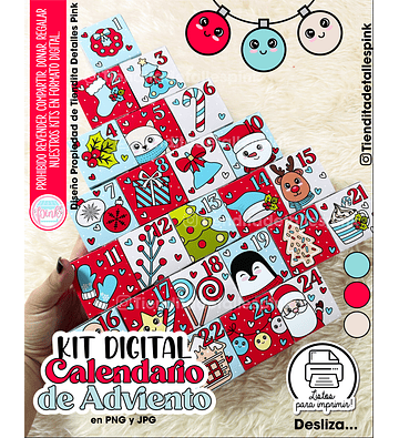 🎄KIT DIGITAL CALENDARIO DE ADVIENTO AZUL🎄