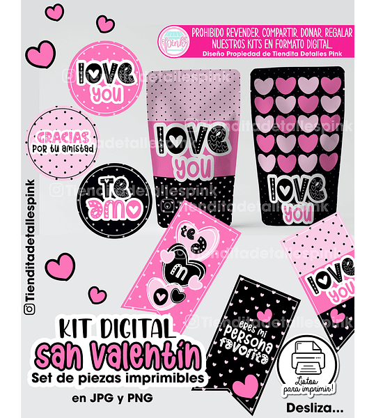 🩷🩷 KIT DIGITAL SET DE PIEZAS IMPRIMIBLES SAN VALENTÍN 🩷🩷