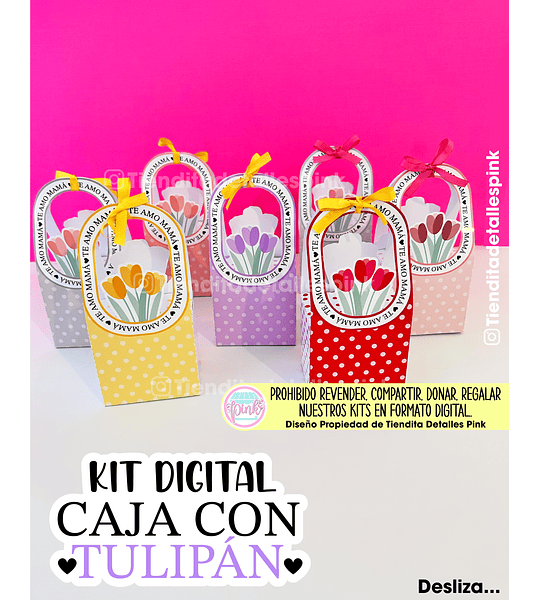 🌷KIT DIGITAL CAJA CON TULIPÁN🌷