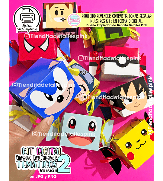 🌈 COMBO ESPECIAL – KIT DIGITAL EMPAQUES TIPO CARAMELO TEMÁTICO (Versión 2 + Versión 3 + Versión 4) 🌈