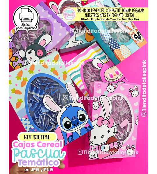 🐰✨ KIT DIGITAL “CAJA TIPO CEREAL PASCUA TEMÁTICO” ✨🥕