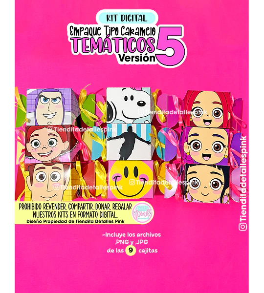 KIT DIGITAL EMPAQUES TIPO CARAMELO TEMÁTICO “VERSIÓN 5"