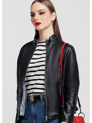 CASACA DE CUERO CON DIFERENTES TEXTURAS