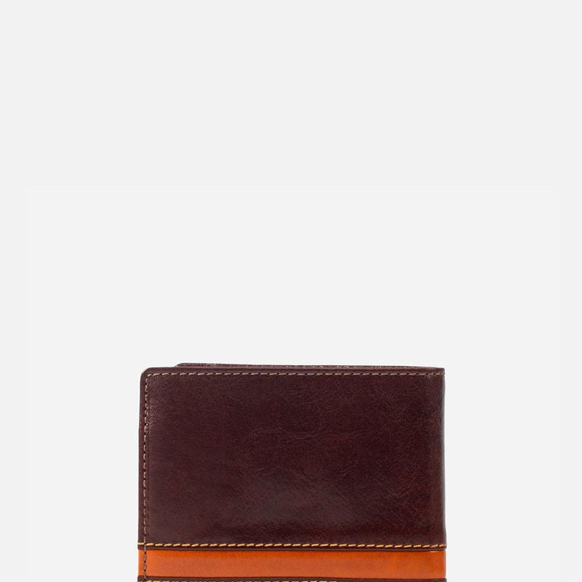 BILLETERA DE DOS CUERPOS EN CUERO ITALIANO Y DETALLES EN CONTRASTE 1