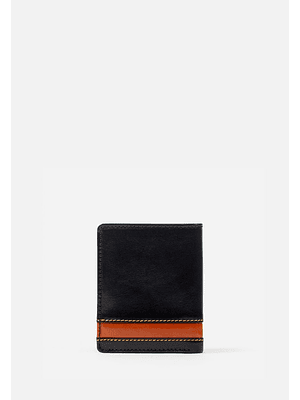 BILLETERA DE ESTILO CASUAL EN CUERO ITALIANO Y DETALLES EN CONTRASTE