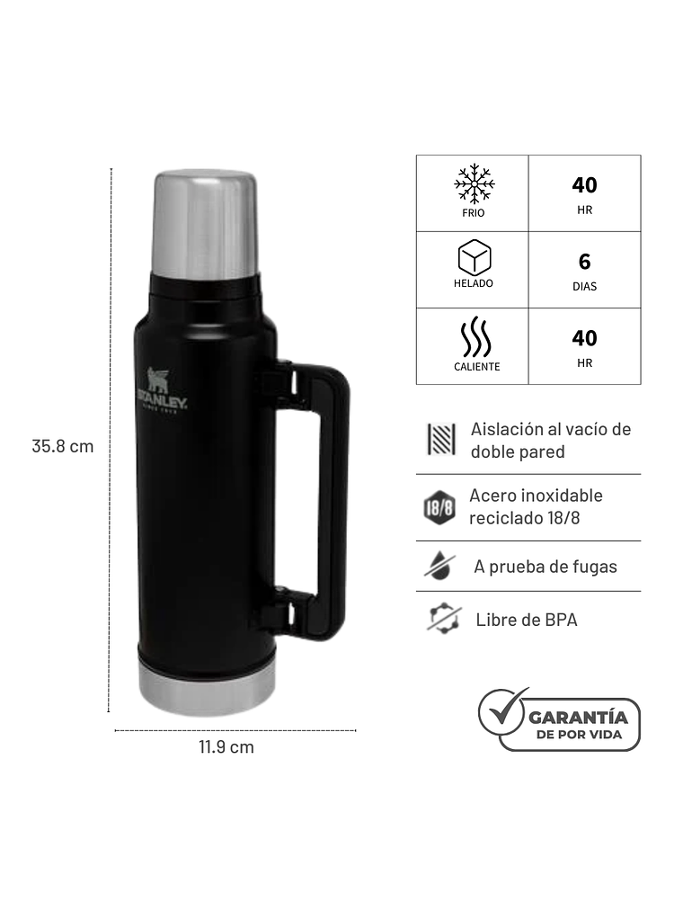 TERMO STANLEY CLASSIC NEGRO 1.4 L 3